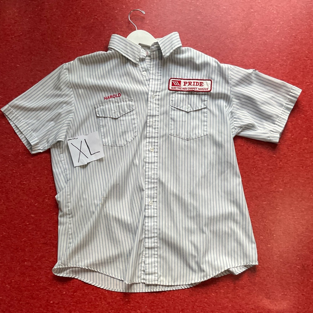 Vintage  Maytag Red Carpet Service Button Up Shirt Vintage Workwear Made IN USA